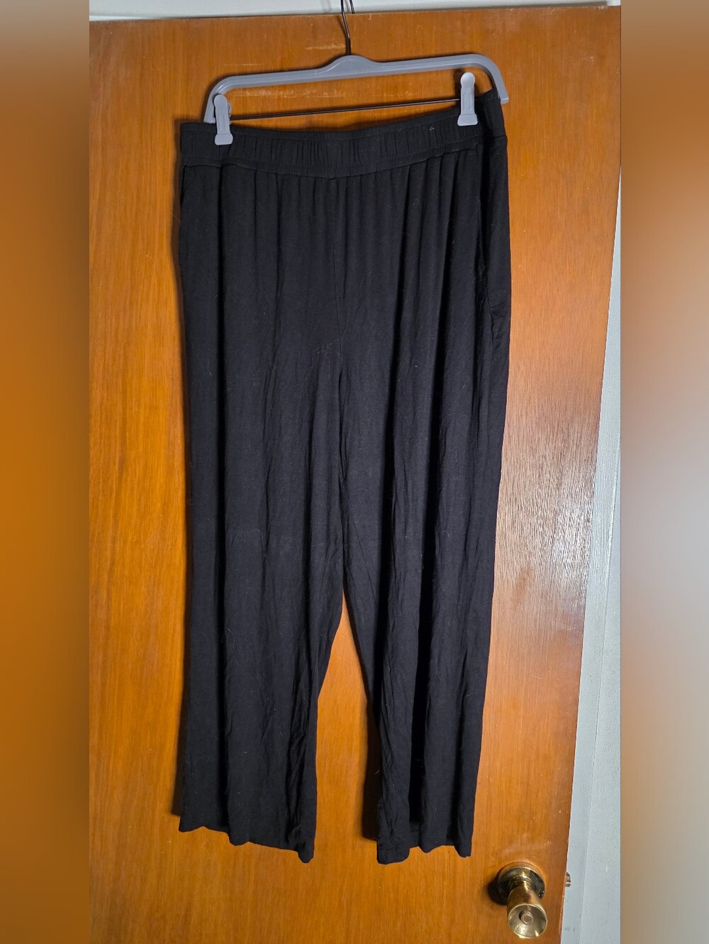 Betabrand Women's Black Wide Leg Pull On Pants XL Petite High Rise Stretch 27" L